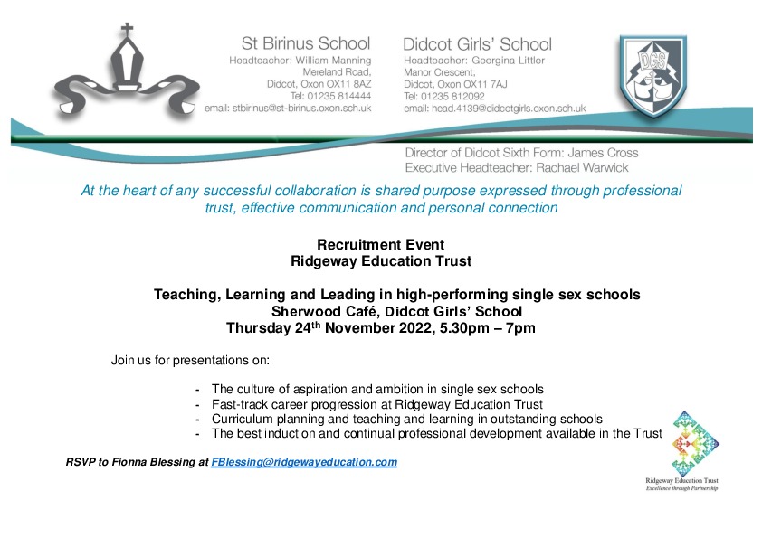 Invitation to RET recruitment evening Nov 2022