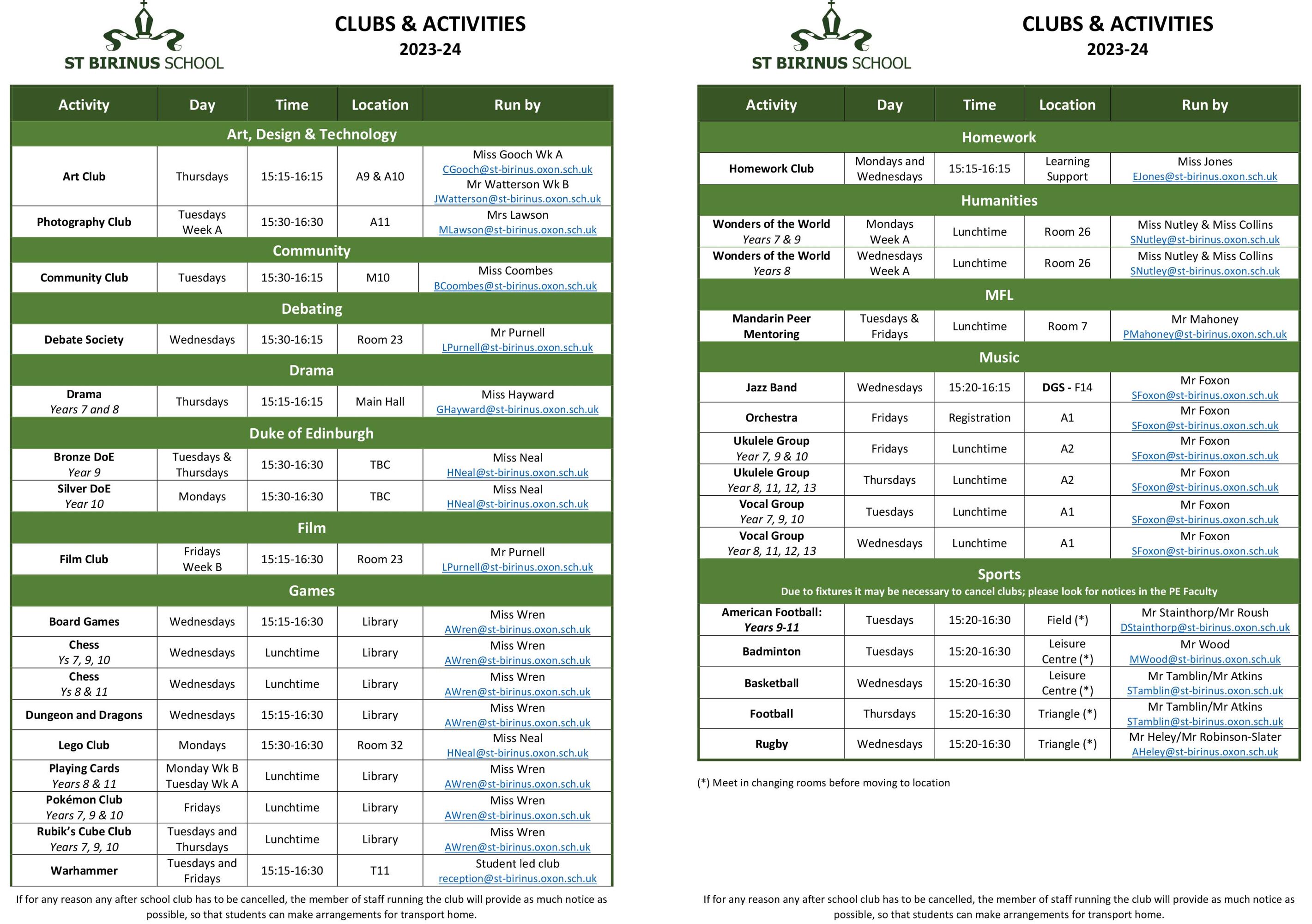 Clubs 2022 23