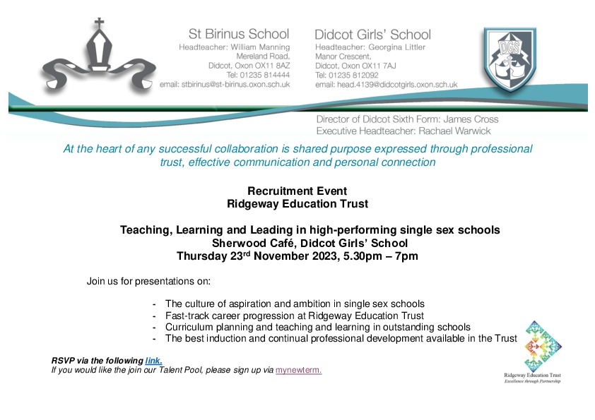 Invitation to RET recruitment evening Nov 2023